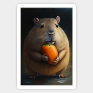 Capybara Holding an Orange Sticker